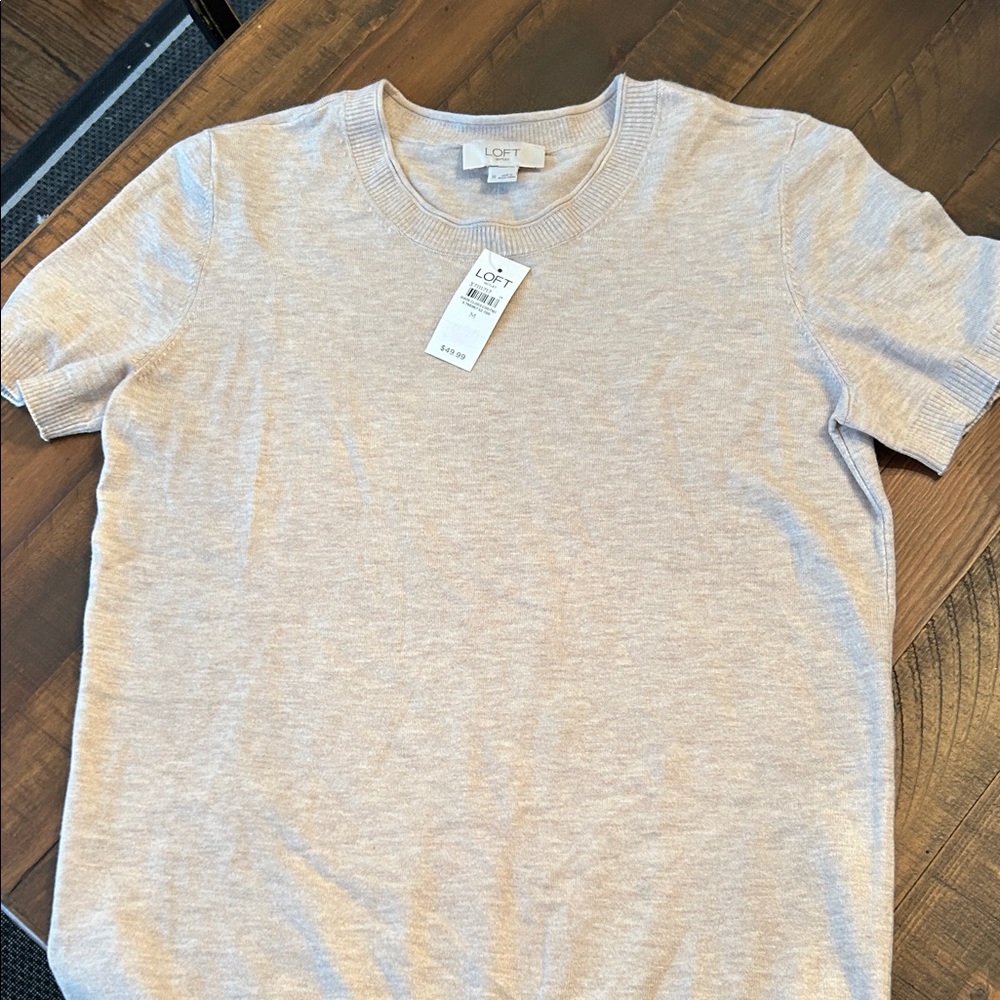 LOFT Women's Tan Short Sleeve Top